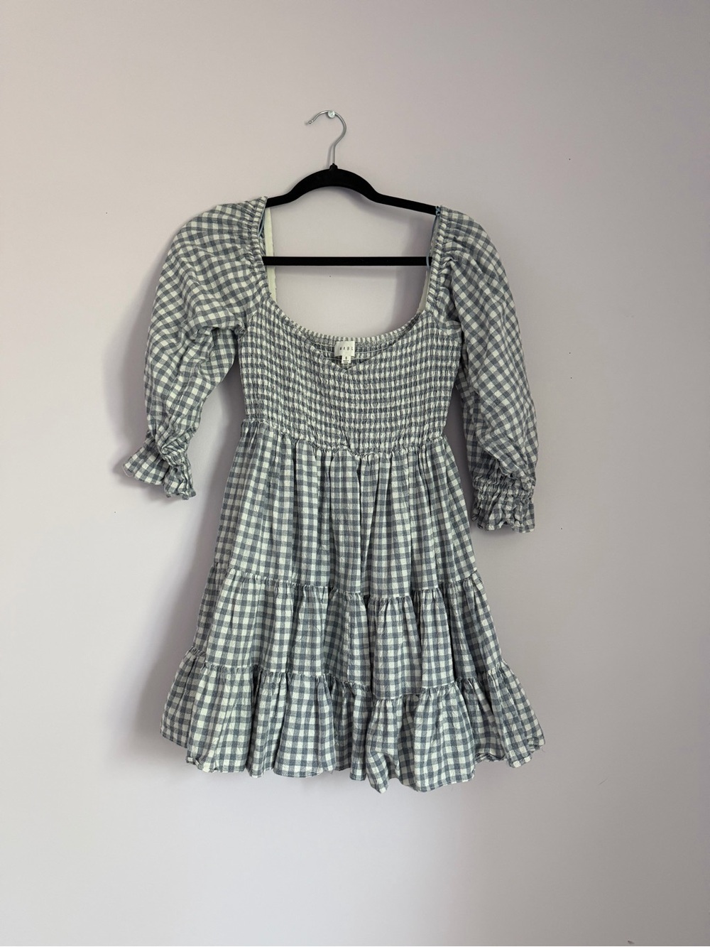 Smocked Gingham Midi Dress - Sage Check